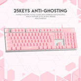 Fantech K613L FIGHTER II, Mechanical Feel, Stylish Pink Wired Gaming Keyboard